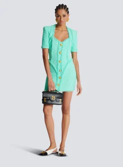 Best Sale Tweed Dress With Buttons Women Dresses