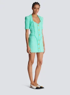 Best Sale Tweed Dress With Buttons Women Dresses