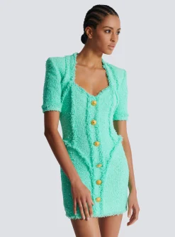 Best Sale Tweed Dress With Buttons Women Dresses