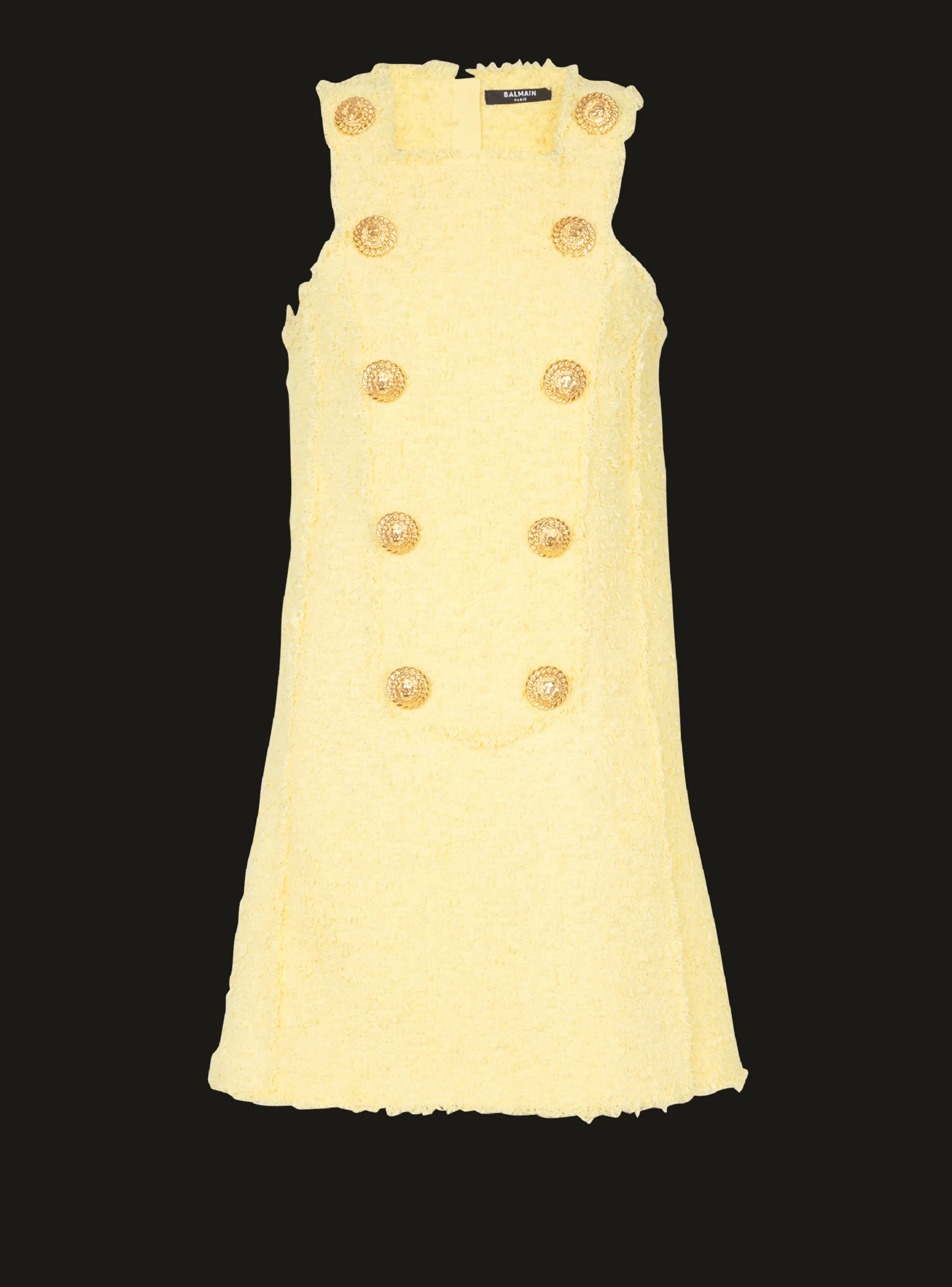 Cheap Tweed Swing Dress With Buttoned Plastron Women Dresses