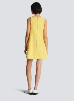 Cheap Tweed Swing Dress With Buttoned Plastron Women Dresses