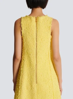 Cheap Tweed Swing Dress With Buttoned Plastron Women Dresses