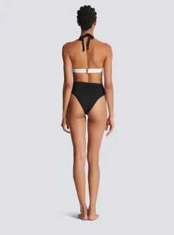 Shop Two-piece Swimming Costume With Buttons Women Swimwear
