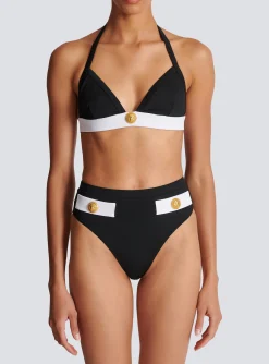 Shop Two-piece Swimming Costume With Buttons Women Swimwear
