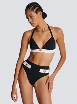 Shop Two-piece Swimming Costume With Buttons Women Swimwear