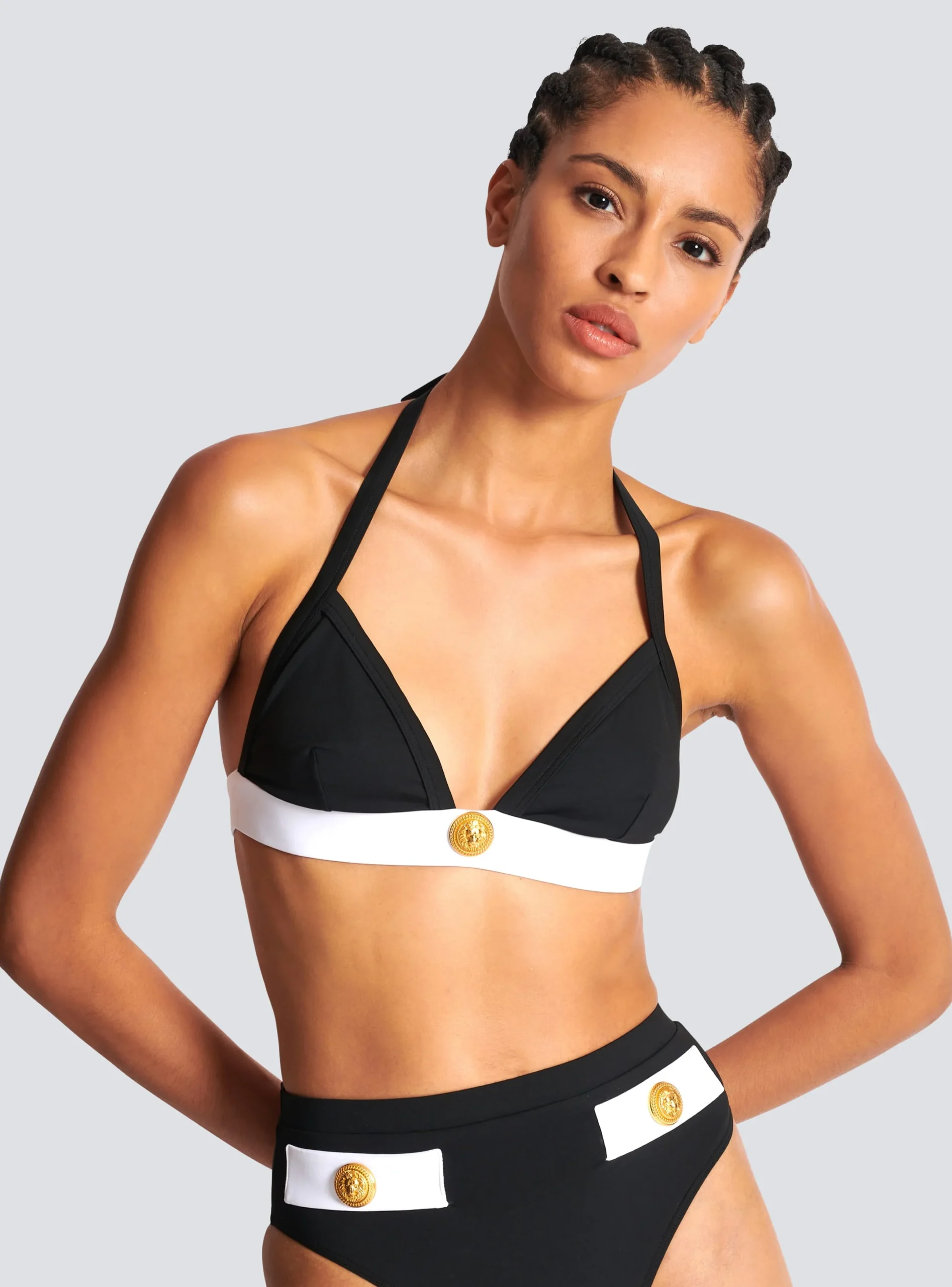 Shop Two-piece Swimming Costume With Buttons Women Swimwear