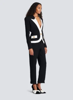 Discount Two-tone Crepe Jacket Women Jackets And Blazers
