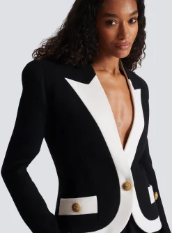 Discount Two-tone Crepe Jacket Women Jackets And Blazers