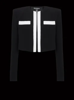 Clearance Two-tone Crepe Spencer Jacket Women Jackets And Blazers