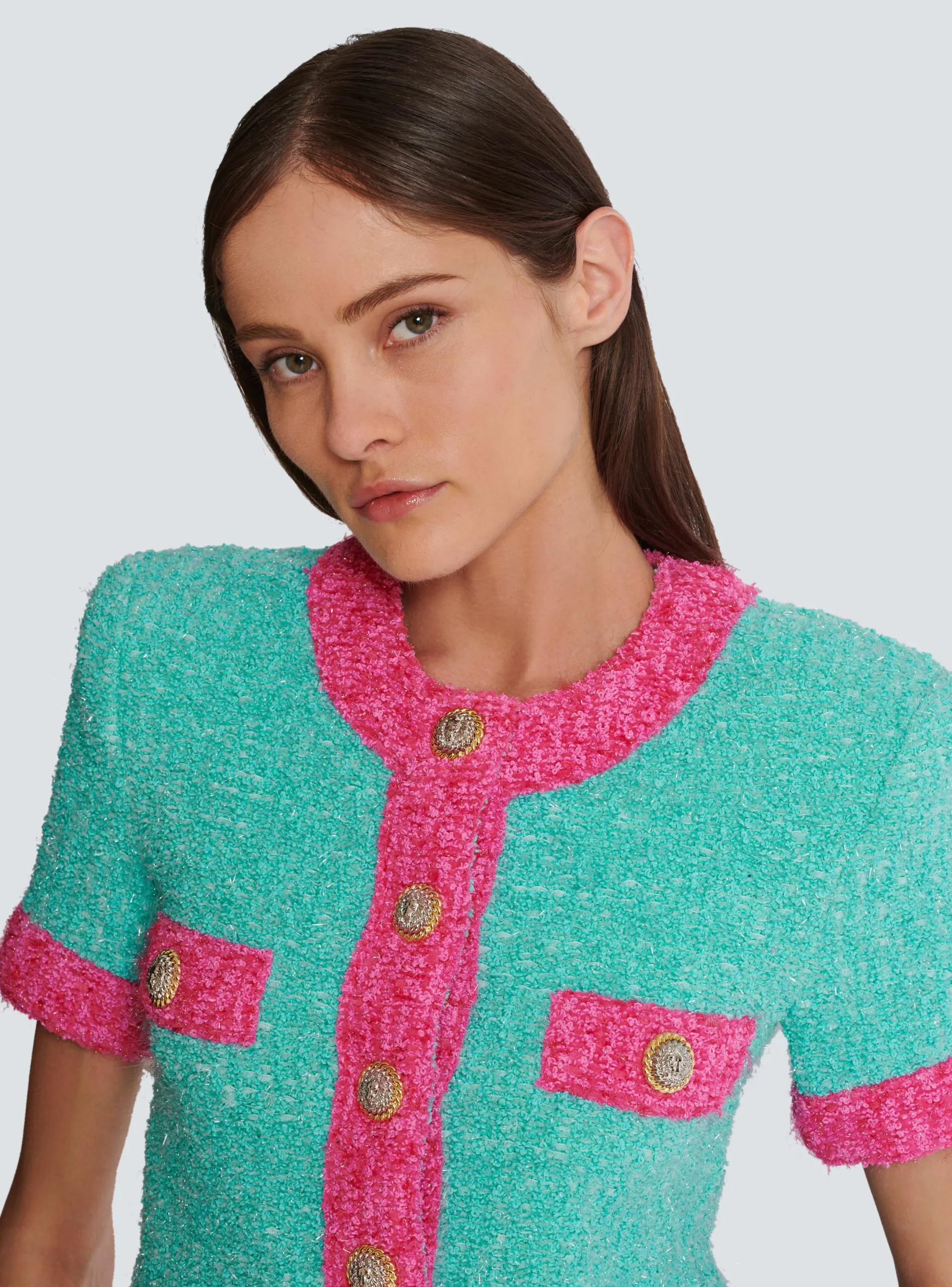 Store Two-tone Cropped Knit Cardigan Women Knitwear
