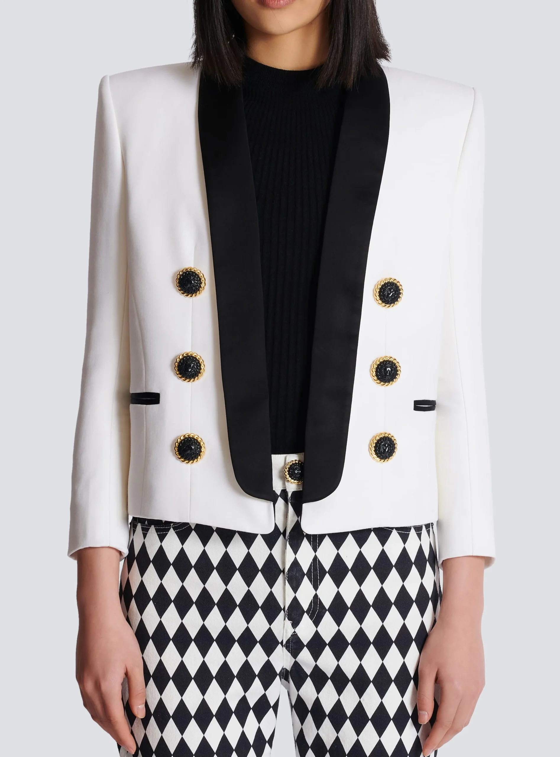 Store Two-tone Edge-to-edge Jacket With 6 Buttons Women Jackets And Blazers