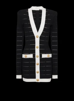 Flash Sale Two-tone Knit Dress With Buttons Women Dresses