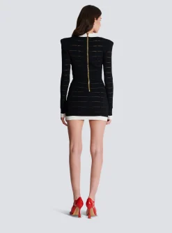 Flash Sale Two-tone Knit Dress With Buttons Women Dresses