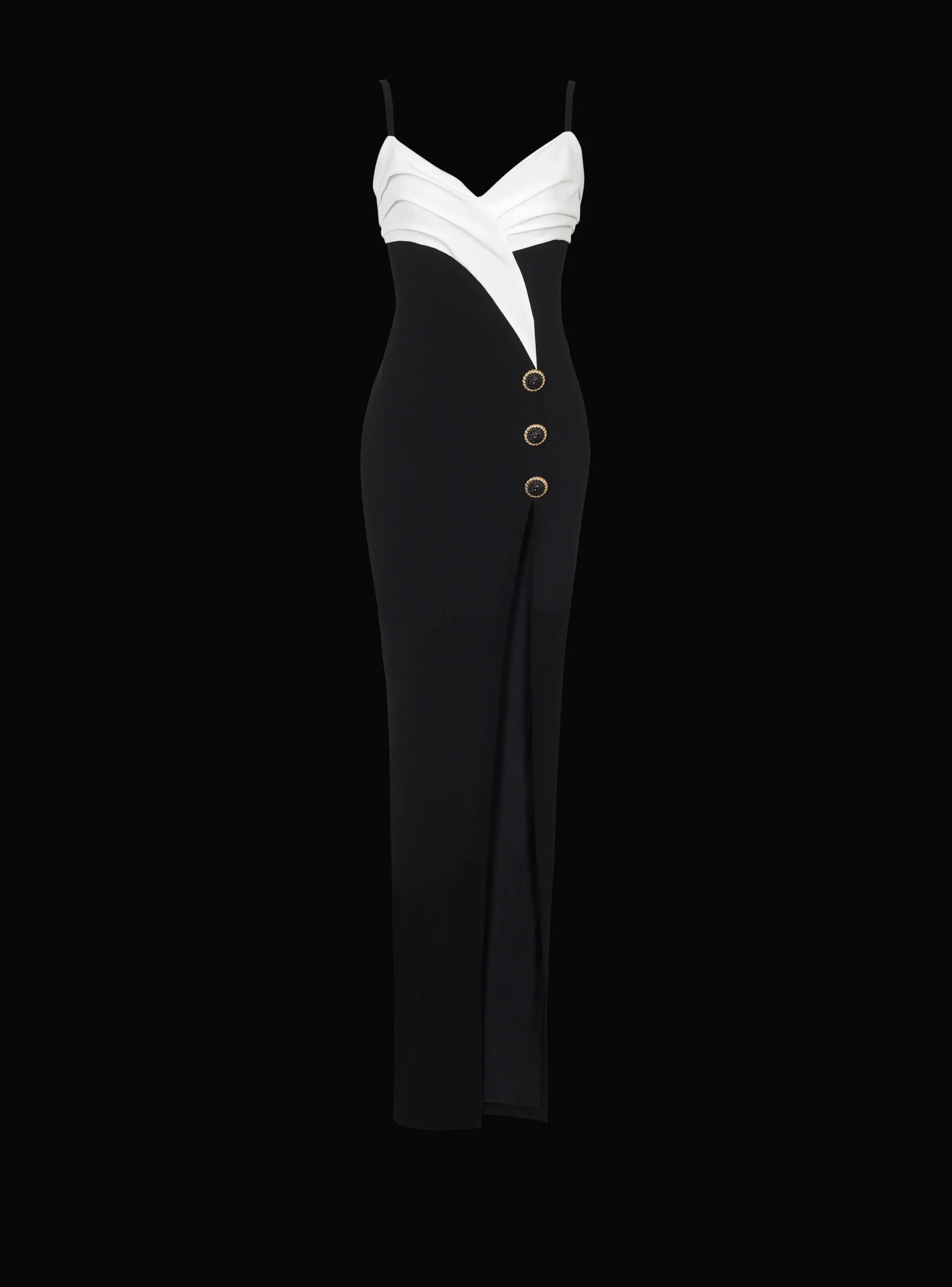 Outlet Two-tone Long Crepe Dress With Leg Slit Women Dresses