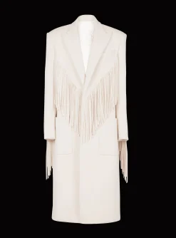 Outlet Unisex Long Fringed Wool And Cashmere Coat Outerwear