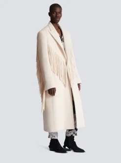 Outlet Unisex Long Fringed Wool And Cashmere Coat Outerwear