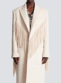 Outlet Unisex Long Fringed Wool And Cashmere Coat Outerwear