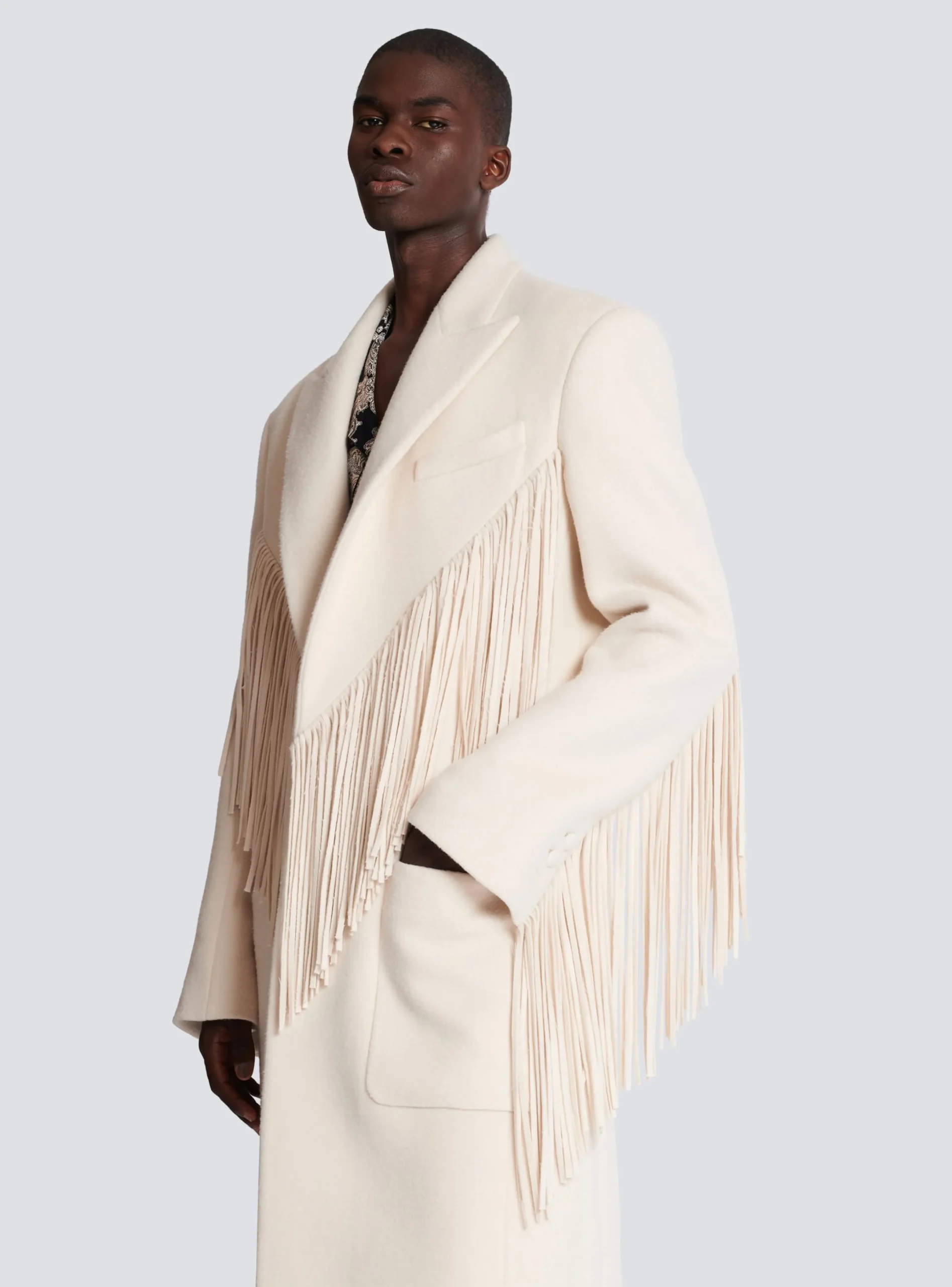 Outlet Unisex Long Fringed Wool And Cashmere Coat Outerwear