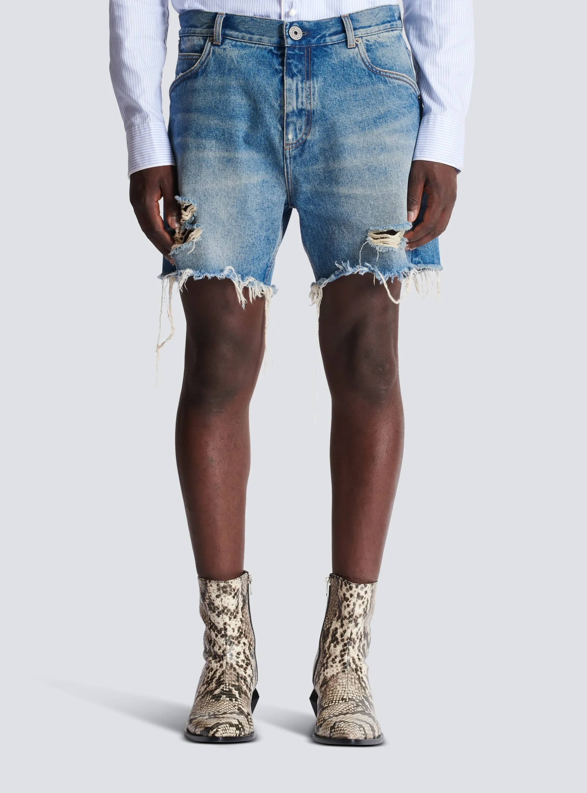 Best Sale Unisex Shorts In Vintage Wash Denim Trousers And Shorts|Denim