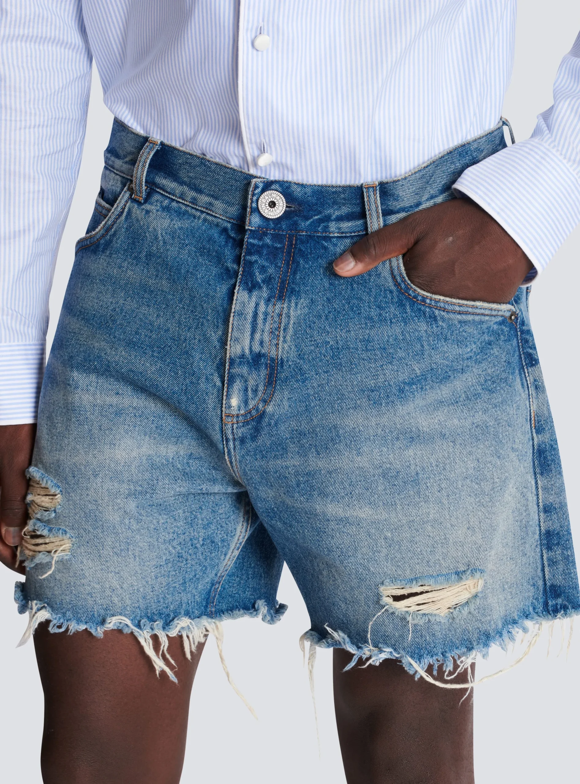 Best Sale Unisex Shorts In Vintage Wash Denim Trousers And Shorts|Denim