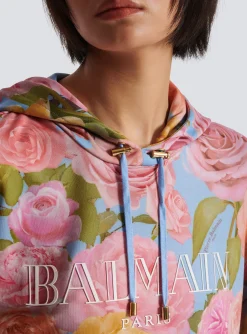 Cheap Vintage Hoodie With Pastel Roses Print Women Sweatshirts