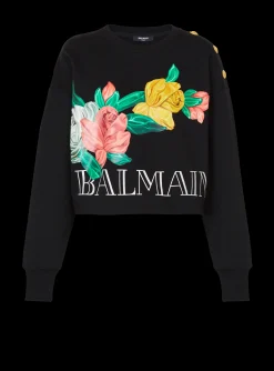Online Vintage Sweatshirt With Roses Print Women Sweatshirts