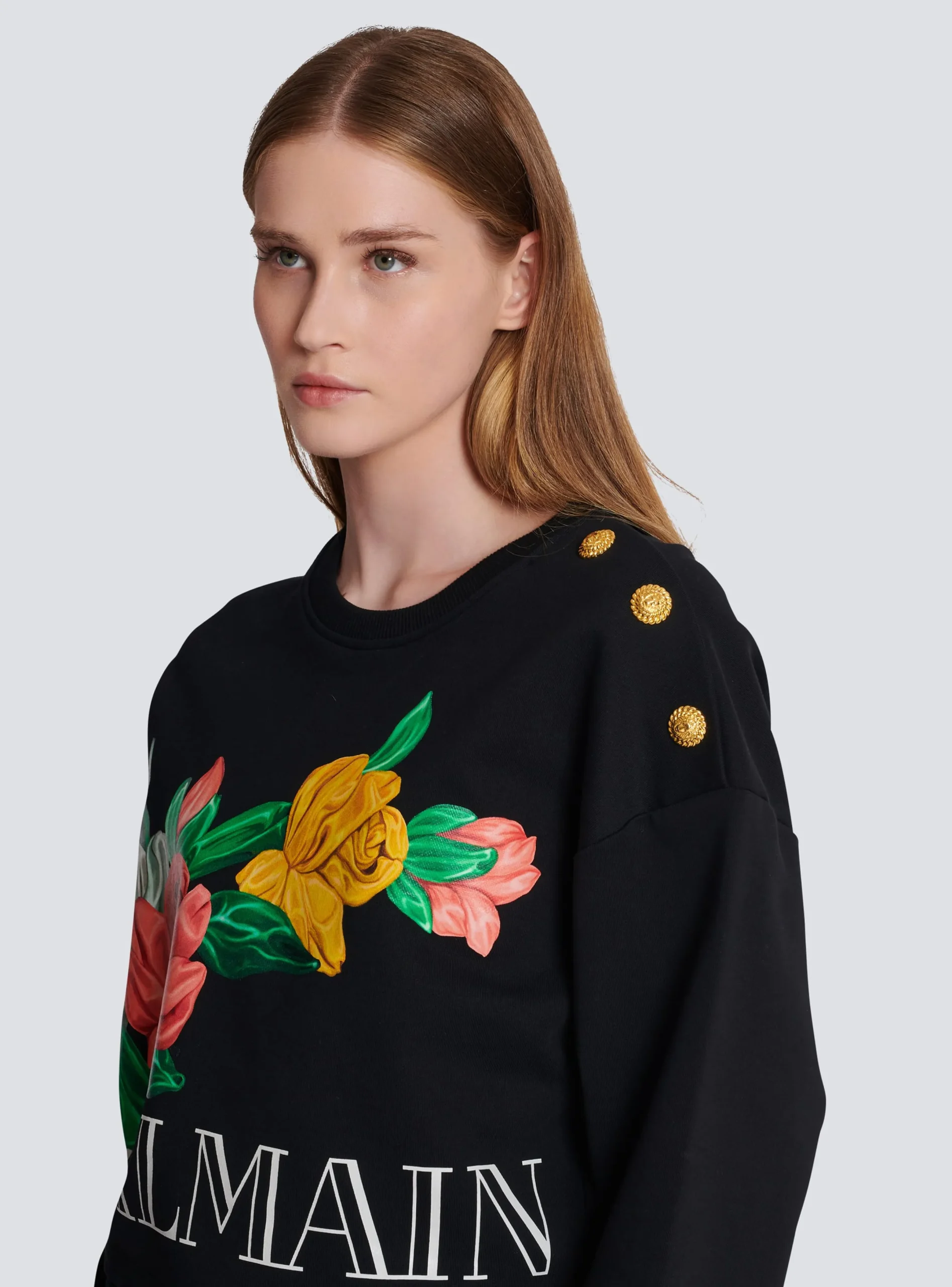 Online Vintage Sweatshirt With Roses Print Women Sweatshirts