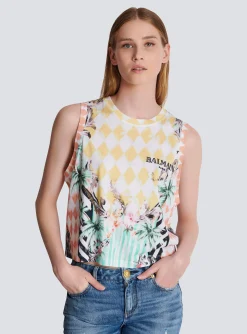 Cheap Vintage Tank Top With Baroque Print Women T-Shirts