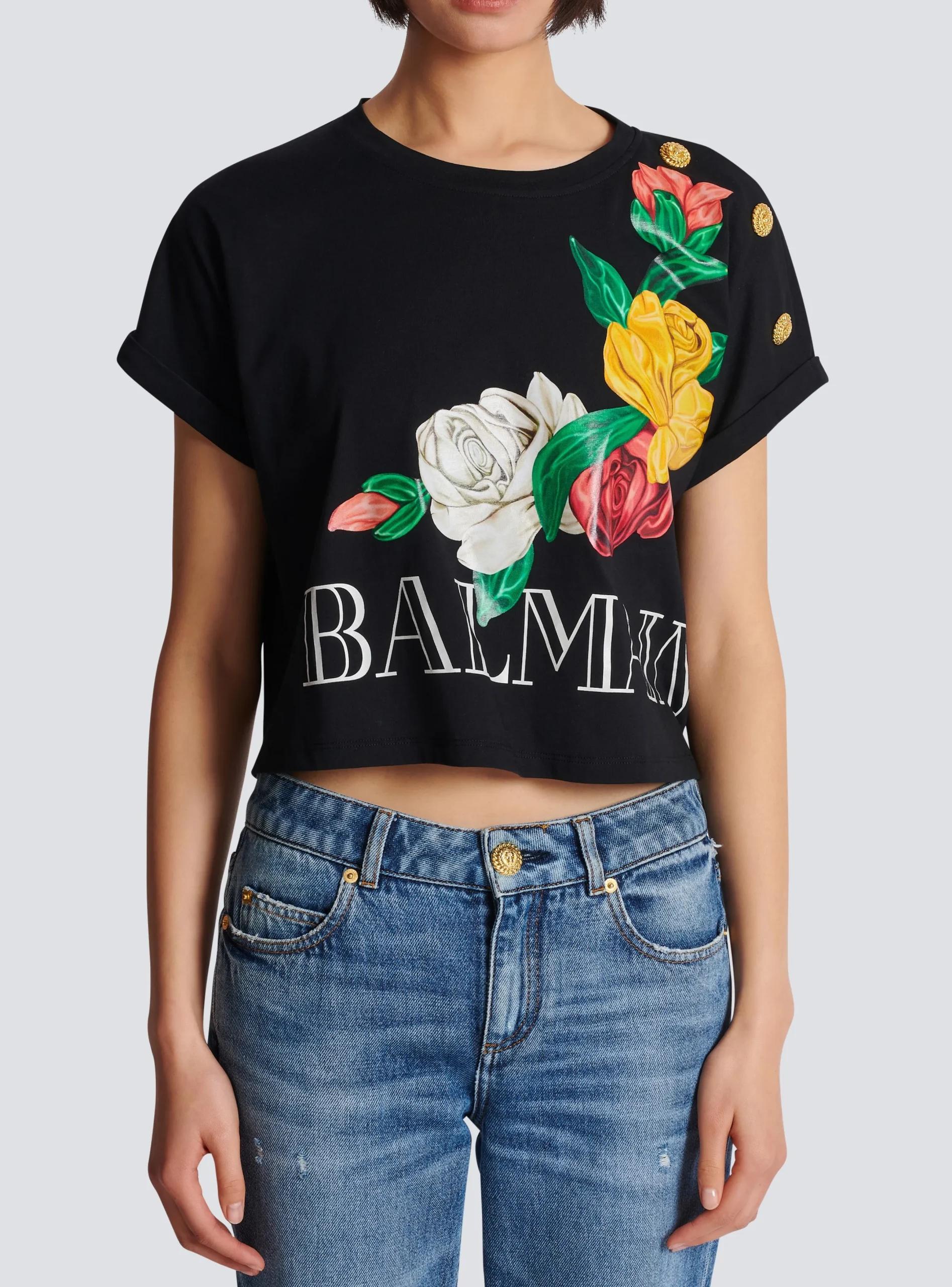 Best Vintage T-shirt With Roses Print Women T-Shirts