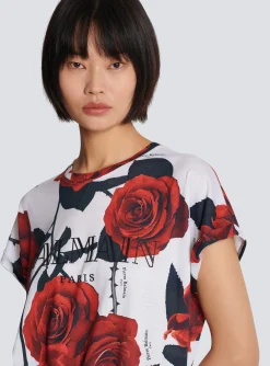 New Vintage T-shirt With Roses Print Women T-Shirts