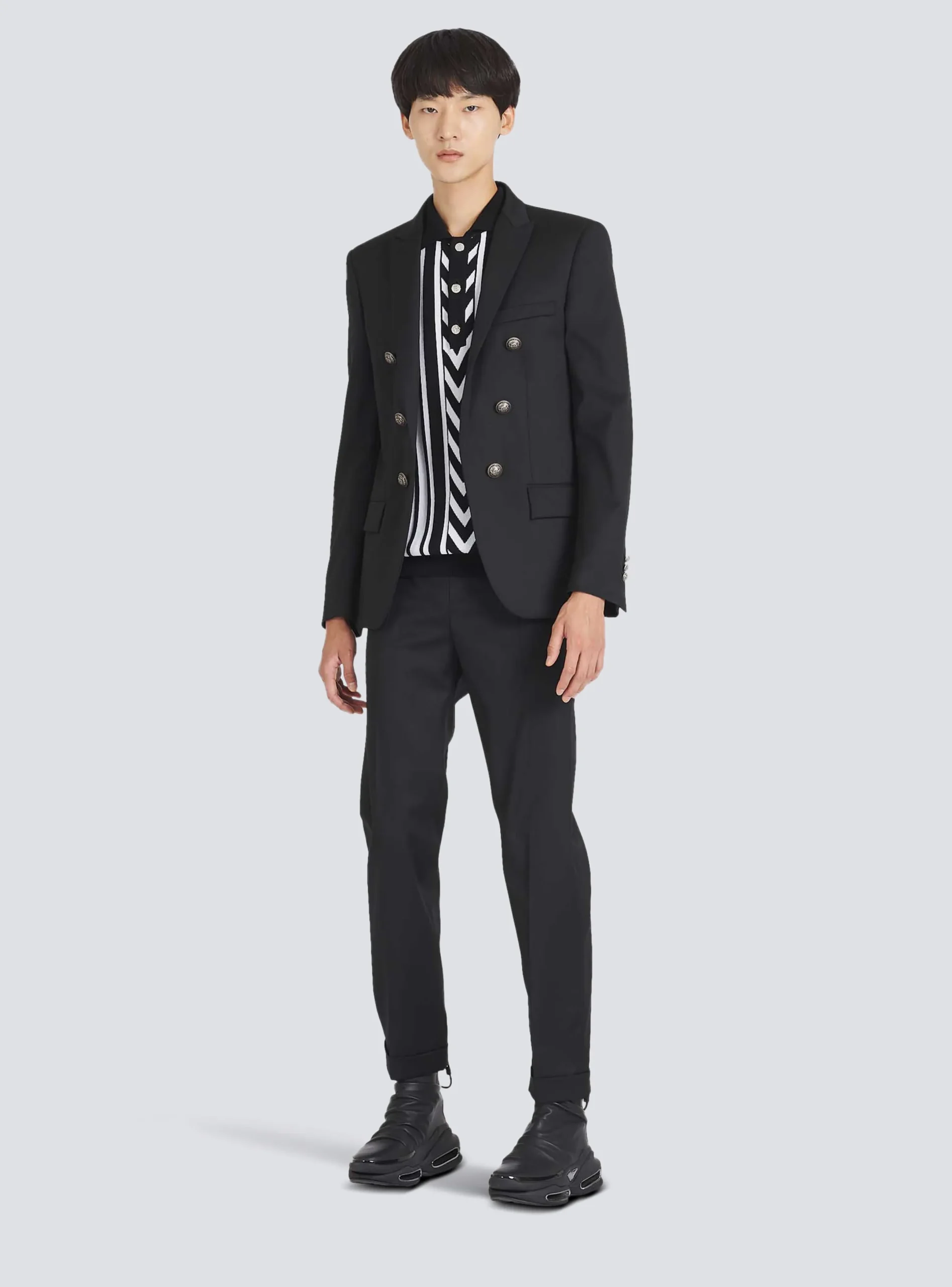 New Wool Blazer With Double-breasted Silver-tone Buttoned Fastening Jackets And Blazers