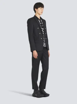New Wool Blazer With Double-breasted Silver-tone Buttoned Fastening Jackets And Blazers