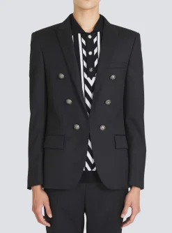 New Wool Blazer With Double-breasted Silver-tone Buttoned Fastening Jackets And Blazers