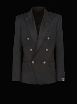 Cheap Wool Blazer With Double-breasted Silver-tone Buttoned Fastening Jackets And Blazers