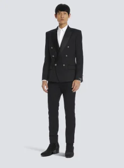 Cheap Wool Blazer With Double-breasted Silver-tone Buttoned Fastening Jackets And Blazers