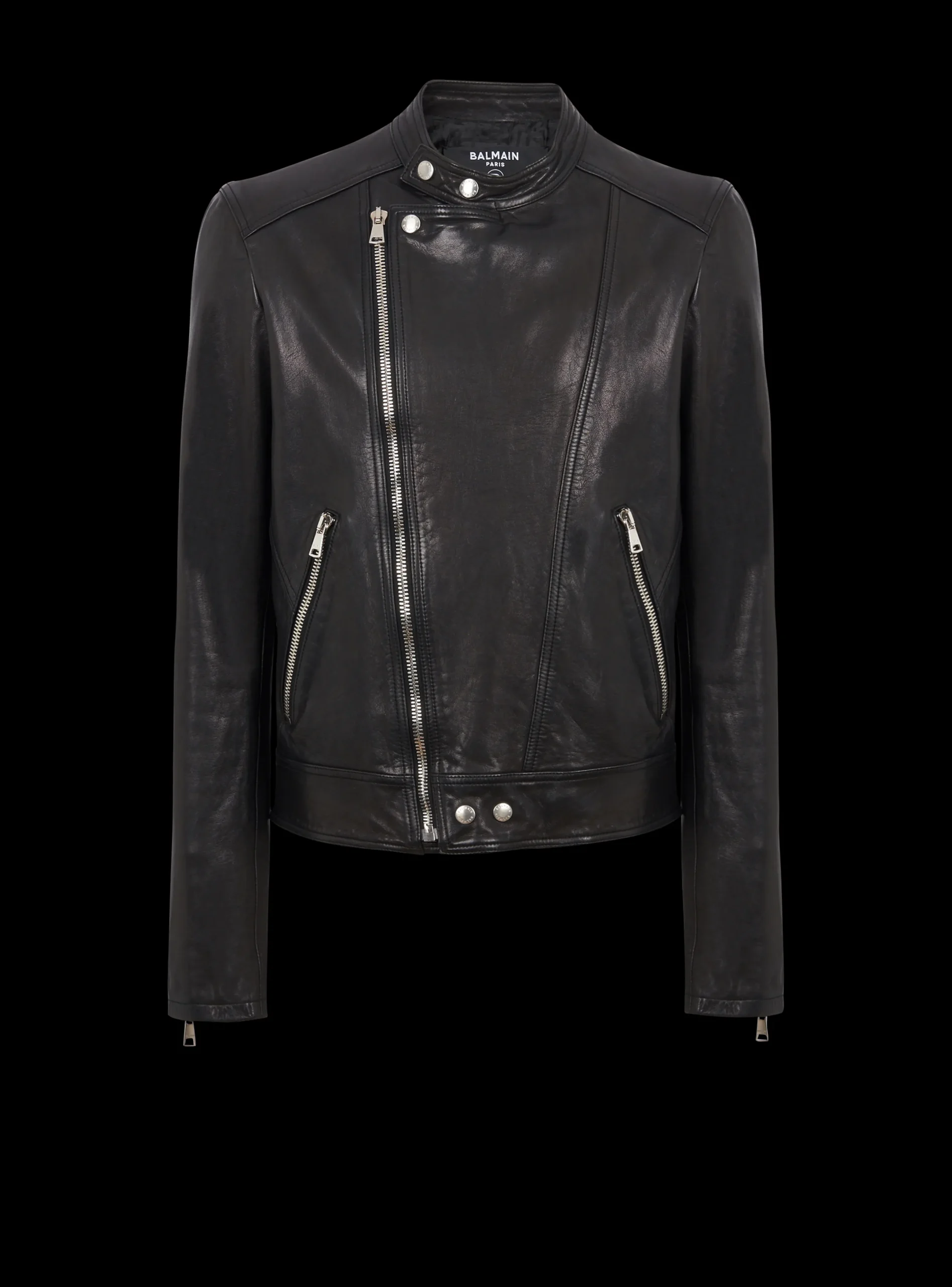 Clearance Zipped Leather Biker Jacket Outerwear