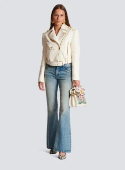 Shop Zipped Leather Biker Jacket Women Outerwear