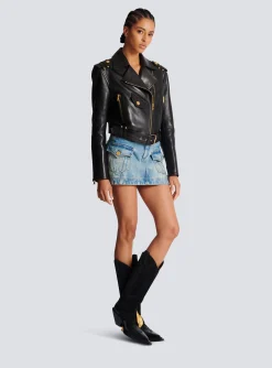 Store Zipped Leather Biker Jacket Women Outerwear
